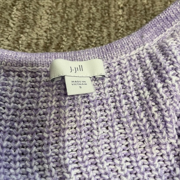Women’s Ribbed V-Neck Sweater Purple Size Small | Cotton Blend 3/4 Sleeve Marled - Picture 6 of 7